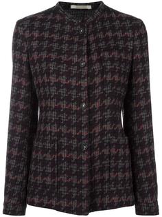 tweed houndstooth collarless coat Massimo Alba