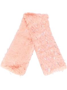 furred beaded scarf Ashish