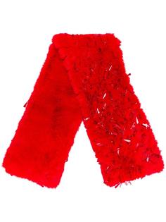 furred beaded scarf Ashish