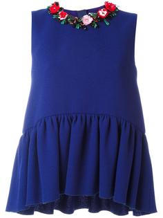 floral embellished collar top MSGM