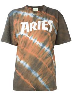 logo print tie dye T-shirt Aries