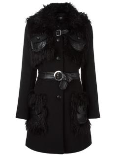 fur effect belted coat Jeremy Scott