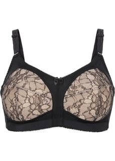 Разгрузочный бюстгальтер без косточек, чашка F (черный/телесный) Bonprix