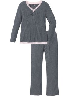 Пижама с расклешенными брюками (серый меланж) Bonprix