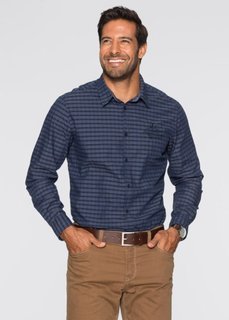 Рубашка Regular Fit с длинным рукавом (темно-синий в клетку) Bonprix