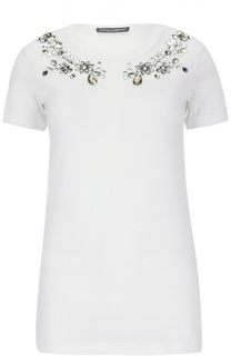 Хлопковая футболка с кристаллами Dolce &amp; Gabbana