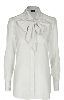 Шелковая блуза в горошек с бантом Kiton
