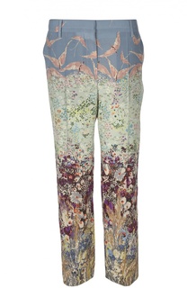 Шелковые прямые брюки с цветочным принтом Valentino