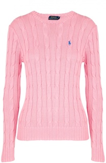 Приталенный вязаный пуловер с вышитым логотипом бренда Polo Ralph Lauren