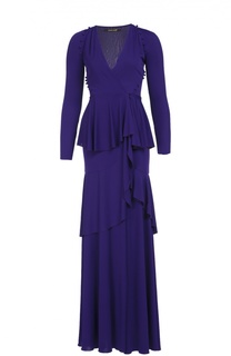 Приталенное платье в пол с высоким разрезом Roberto Cavalli