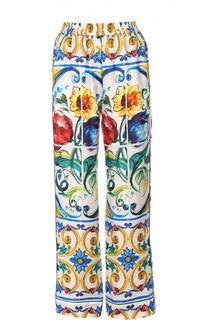 Шелковые брюки в пижамном стиле с ярким принтом Dolce &amp; Gabbana