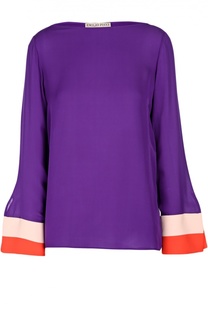 Шелковая блуза с вырезом-лодочка и контрастной отделкой Emilio Pucci