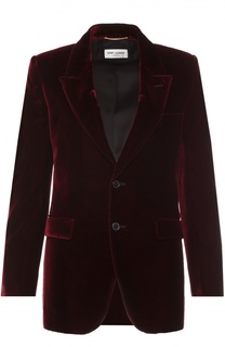 Бархатный приталенный жакет с карманами Saint Laurent