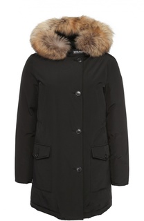 Укороченный пуховик с меховой отделкой Woolrich