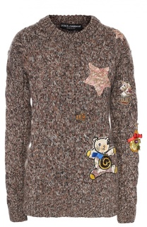 Кашемировый пуловер фактурной вязки и контарстной отедлкой Dolce &amp; Gabbana