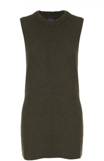 Удлиненный пуловер без рукавов с круглым вырезом Polo Ralph Lauren