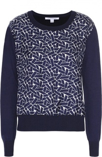 Пуловер свободного кроя с шелковой вставкой Diane Von Furstenberg