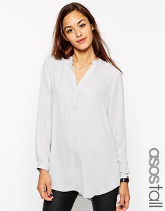 Длинная туника из мягкой ткани без воротника ASOS TALL - Черный