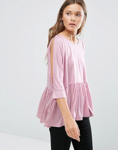 Блузка с кромкой‑оборкой QED London - Розовый