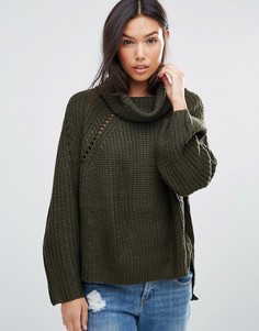 Джемпер крупной вязки с высоким воротом QED London - Зеленый