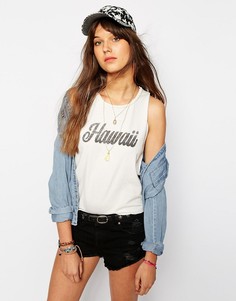 Льняная майка в винтажном стиле с принтом Hawaii Maison Scotch - Белый