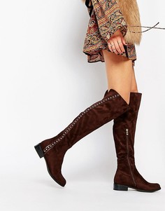 Сапоги на плоской подошве с заклепками Glamorous - Коричневый