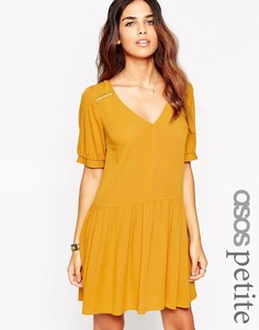 Свободное платье с кружевной вставкой ASOS PETITE - Темно-синий