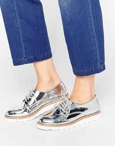 Туфли на плоской подошве со шнуровкой Kurt Geiger Gecko - Серебряный