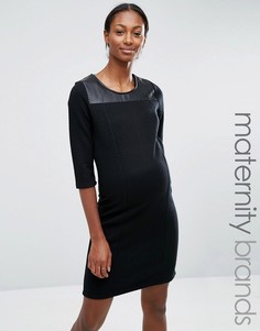 Mamalicious Leather Panel Jersey Dress - Черный Mama.Licious