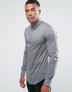 Armani Jeans Shirt In Grey Slim Stretch With Concealed Placket - Серый