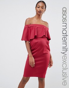 Платье-футляр для беременных с атласным топом ASOS Maternity PREMIUM - Красный