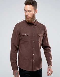 Классическая рубашка в стиле вестерн с добавлением шерсти ASOS - Коричневый