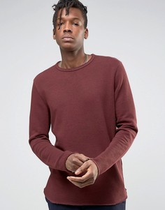 Свитшот с круглым вырезом и закругленным низом Selected Homme - Красный