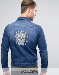 Джинсовая куртка с вышивкой Mexican Liquor &amp; Poker - Синий