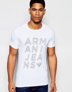 Футболка слим с блочным логотипом Armani Jeans T - Белый