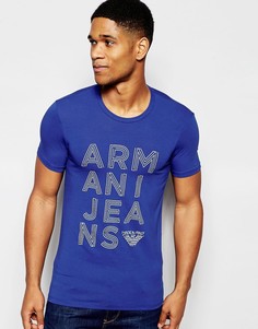 Футболка слим с блочным логотипом Armani Jeans T - Синий