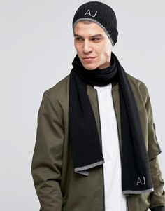 Подарочный набор с шапкой и шарфиком Armani Jeans - Черный
