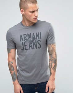Серая футболка с большим логотипом Armani Jeans - Серый