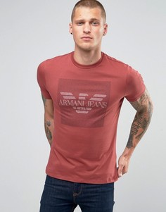 Бордовая футболка с логотипом Armani Jeans - Красный