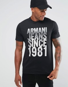 Черная футболка с принтом Armani Jeans 1981 Cityscape - Черный