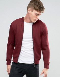 Armani Jeans Sweat Bomber Jacket With Back Eagle Logo In Burgundy - Красный