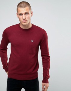 Armani Jeans Jumper With Crew Neck With Eagle Logo In Burgundy - Красный