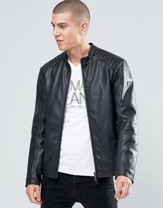 Байкерская куртка из искусственной кожи Armani Jeans - Черный