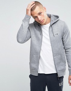 Armani Jeans Zip Up Hoodie with Logo In Grey - Серый