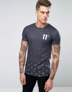 11 Degrees T-Shirt With Faded Star Hem - Черный