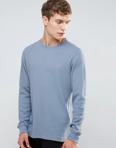 Farah Waffle Logo Long Sleeve Top Regular Fit in Blue - Зеленый