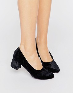 Бархатные туфли на блочном каблуке Boohoo - Черный