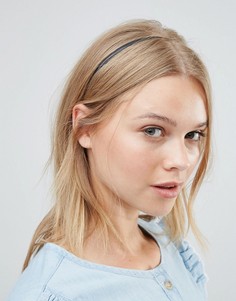 Узкий кожаный обруч для волос Orelia - Черный