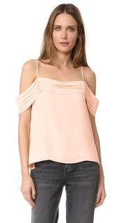 Pleated Off Shoulder Silk Top