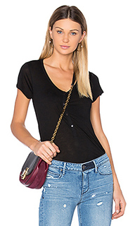 Cap sleeve low neck henley tee - T by Alexander Wang